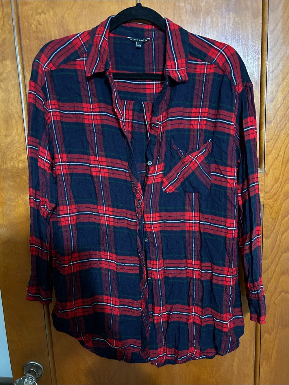 Staccato Red and Black Plaid Button-Down Shirt